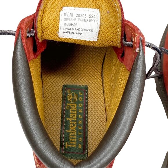 Timberland Waterproof Red Hiking Boots Size 5.5M - Picture 6 of 8